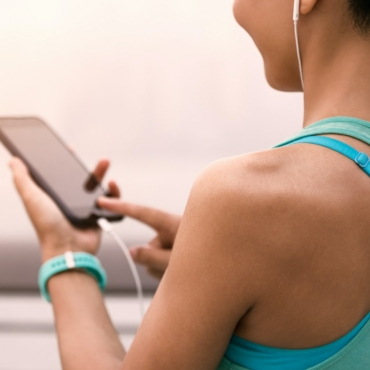 Runner listening music